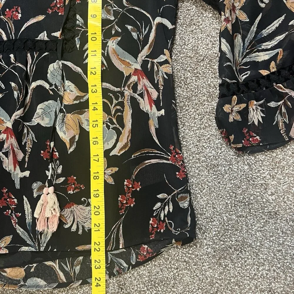 Anthropologie Maeve Odette Floral Peasant Blouse Size XS Bell Sleeves Lined - Picture 8 of 13